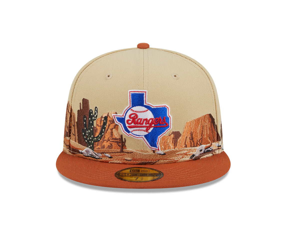 New Era 59FIFTY Texas Rangers Landscape Fitted Hat (Khaki/Orange) - New Era 59FIFTY Texas Rangers Landscape Fitted Hat (Khaki/Orange) - 