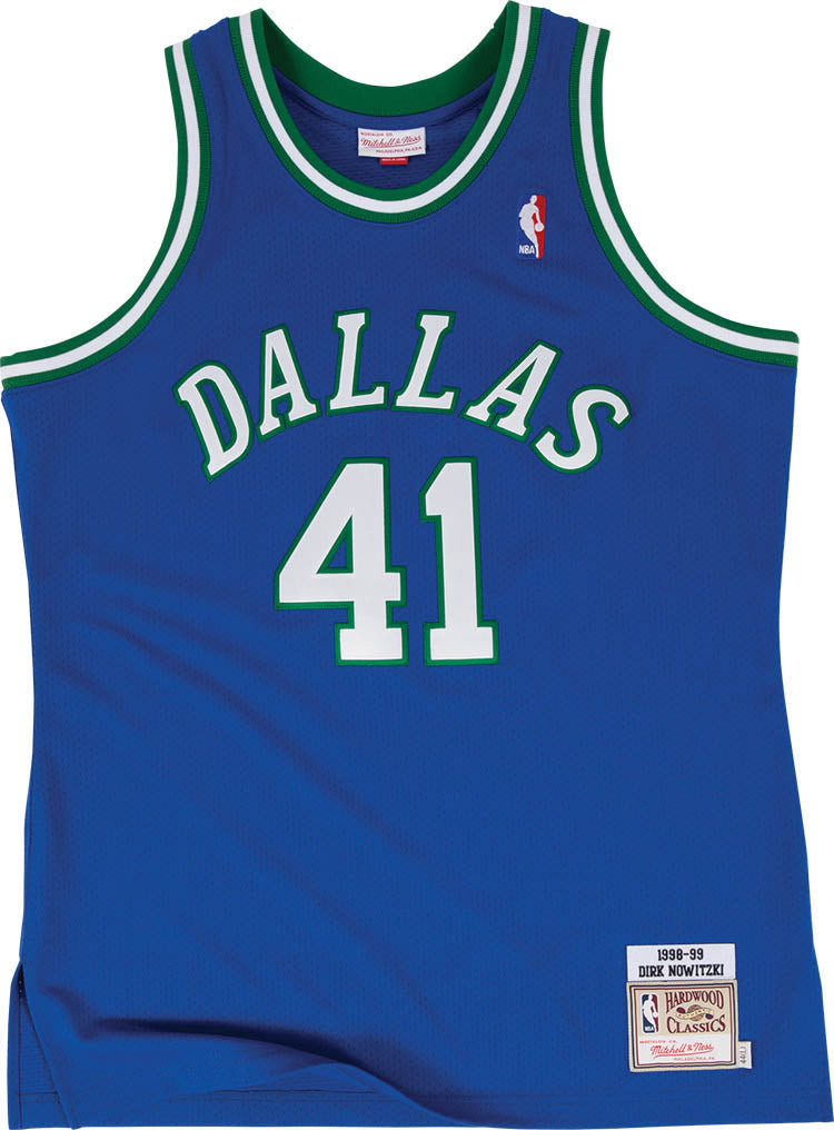 Mitchell & Ness Dallas Mavericks 1998 NBA Authentic Road Jersey Dirk Nowitzki ( Blue / Green ) - Products