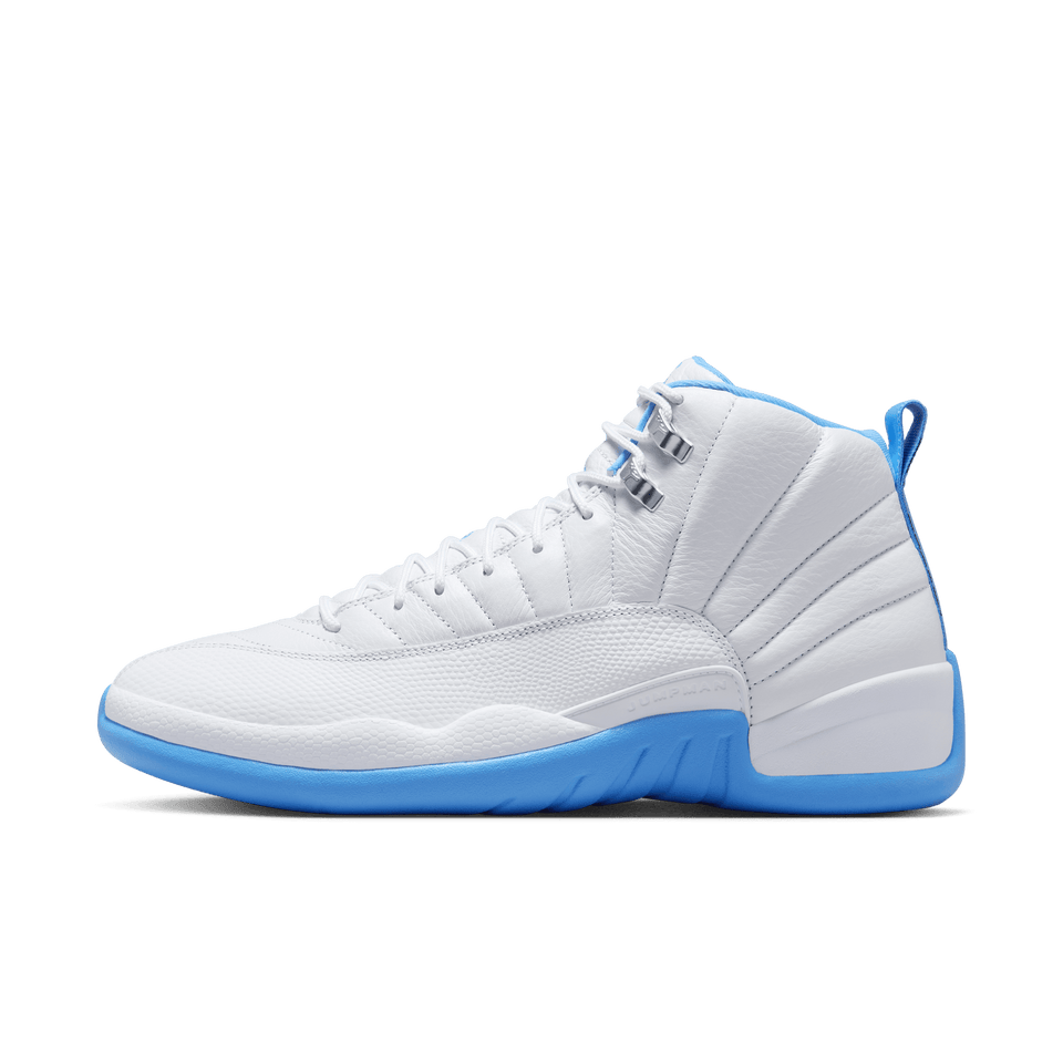 Air Jordan 12 Retro (White/University Blue-Metallic Silver) 5/17 - Men's Footwear