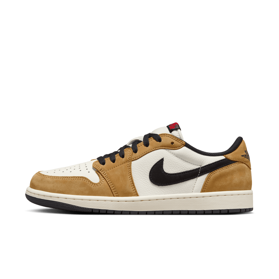 Air Jordan 1 Low OG (Sail/Black-Golden Harvest-Gym Red) - Men's Footwear