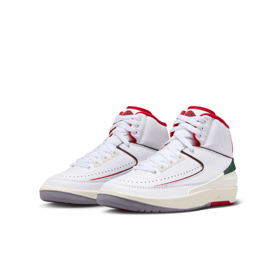 Air Jordan 2 Retro GS (White/Fire Red-Fir-Sail) - Air Jordan 2 Retro GS (White/Fire Red-Fir-Sail) - 
