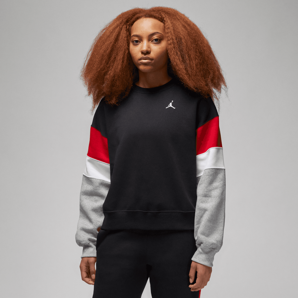 Women's Jordan Brooklyn Fleece Crewneck Sweatshirt (Black/DK Grey Heather/White) - Jordan