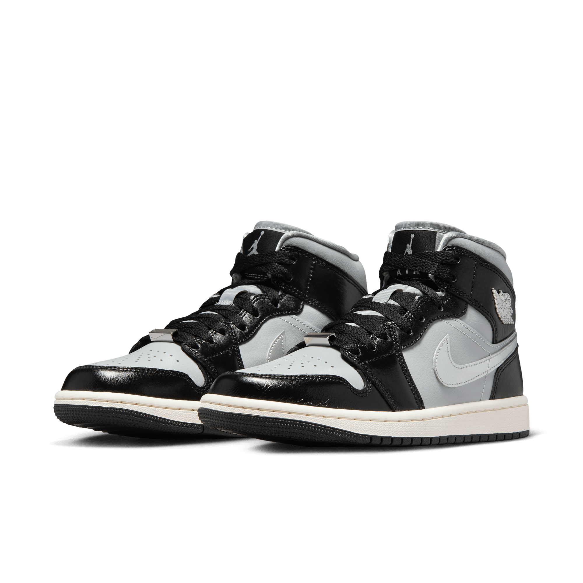 Women's Air Jordan 1 Mid SE (Black/Metallic Silver-Light Smoke