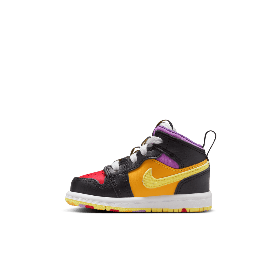 Air Jordan 1 Mid Sneaker School TD (Black/Opti Yellow-University Red) 11/27 - Kids