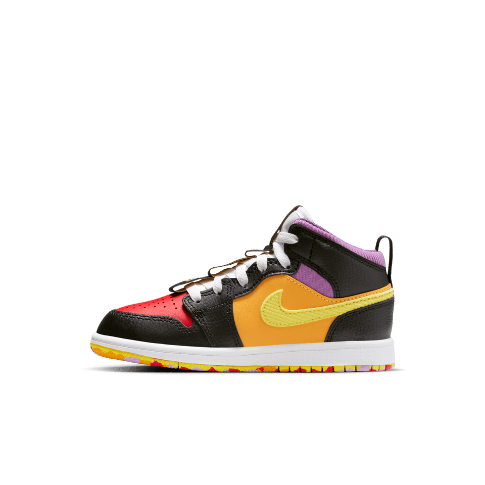 Air Jordan 1 Mid Sneaker School PS (Black/Opti Yellow-University Red) 11/27 - Kids