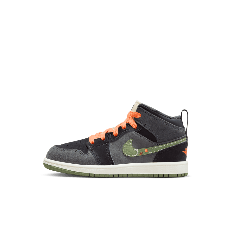 Air Jordan 1 Mid SE Craft PS (Anthracite/Sky J Light Olive-Black) - Kids