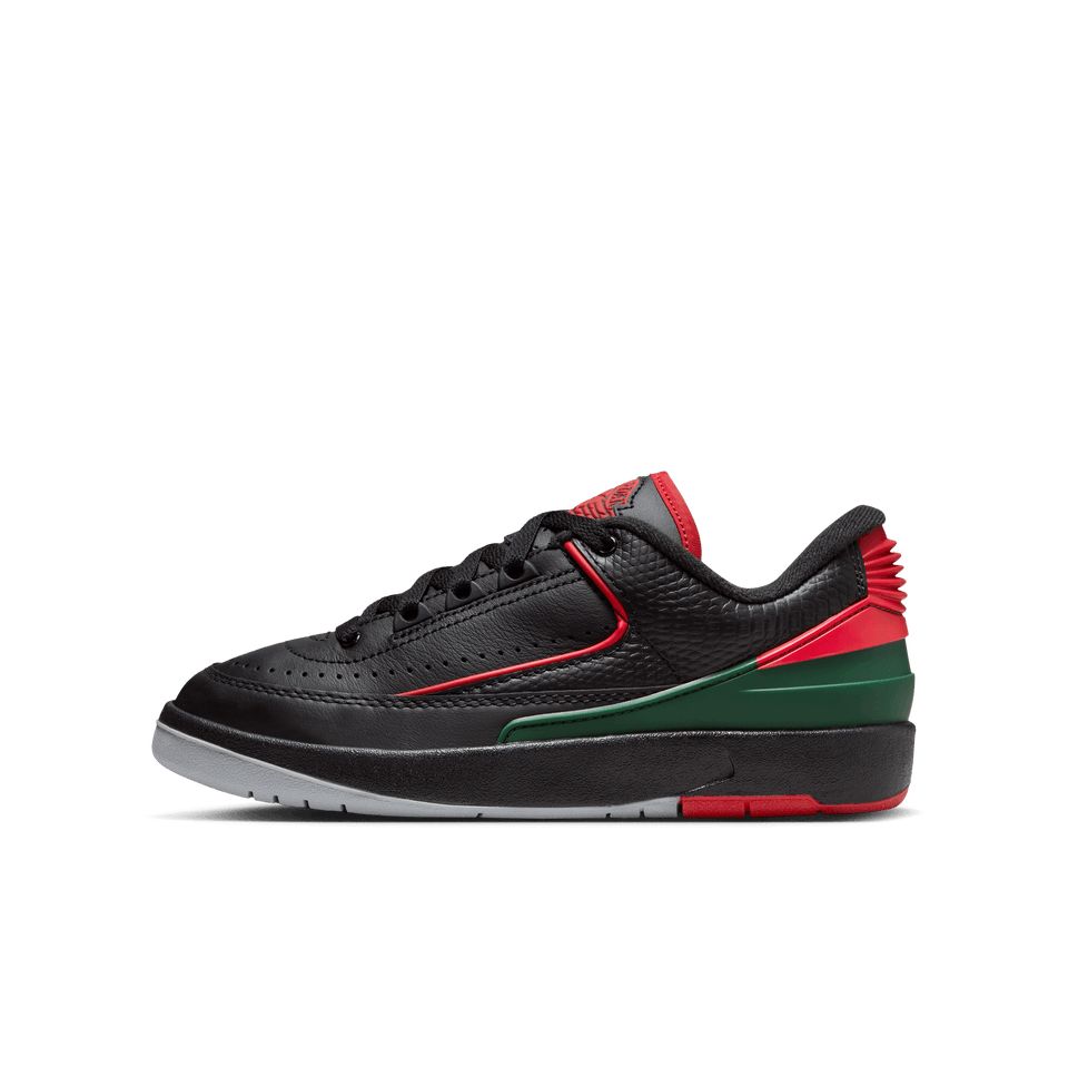 Air Jordan 2 Retro Low GS (Black/Fire Red-Fir-Cement Grey) - Kid's - Footwear