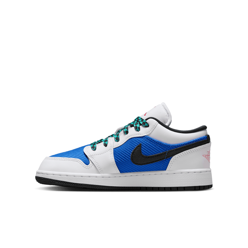 Air Jordan 1 Low SE GS (White/Black-Hyper Royal-Hyper Jade) - jordan
