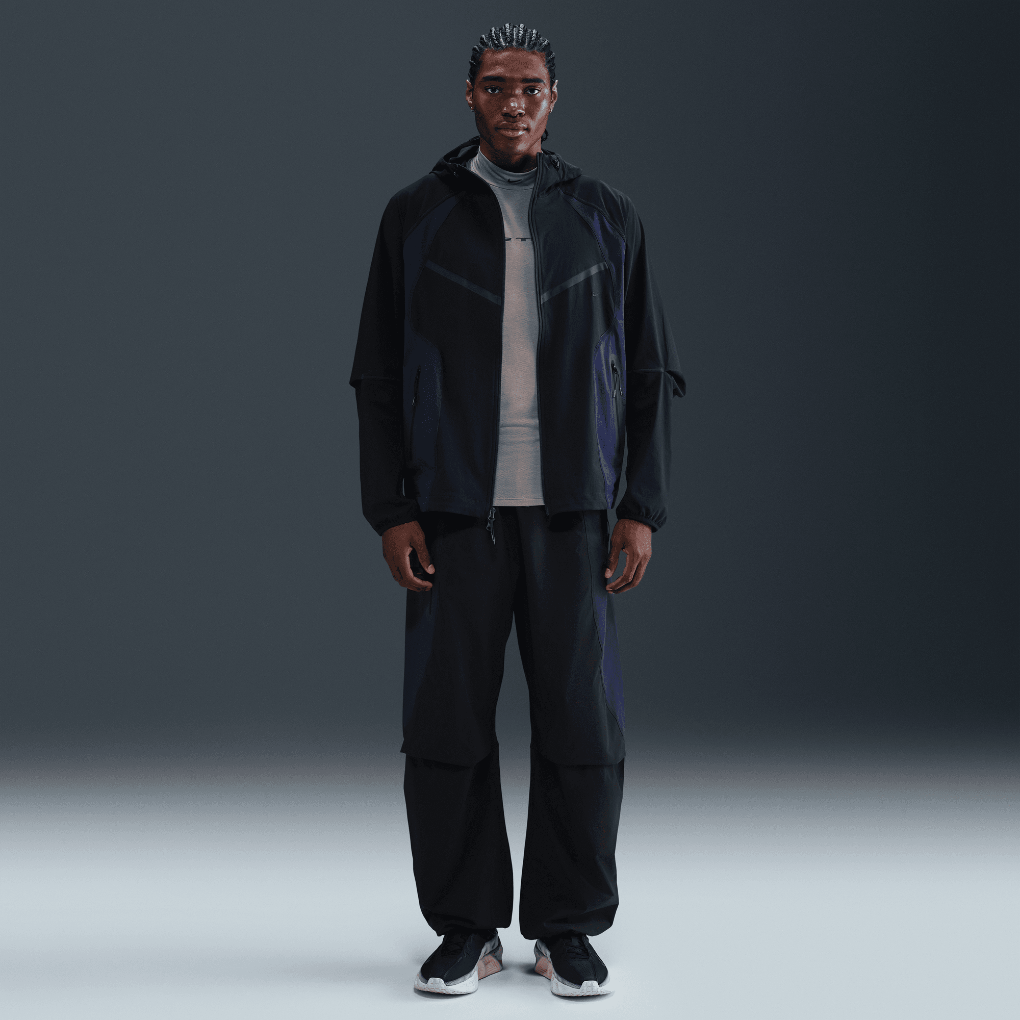 Nike Tech Dri-FIT Woven Color-Block Oversized Pants (Black