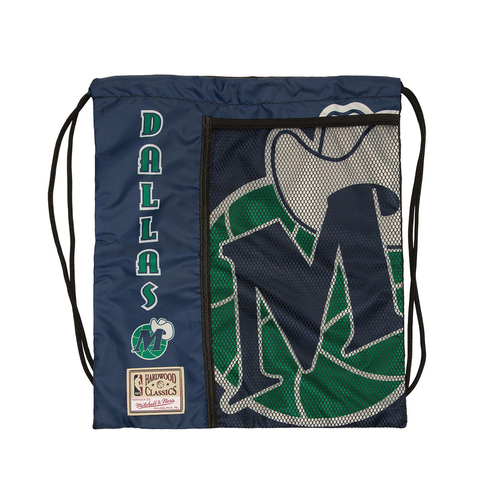 Mitchell & Ness Dallas Mavericks NBA Team Logo Cinch Bag ( Navy ) - Mitchell & Ness