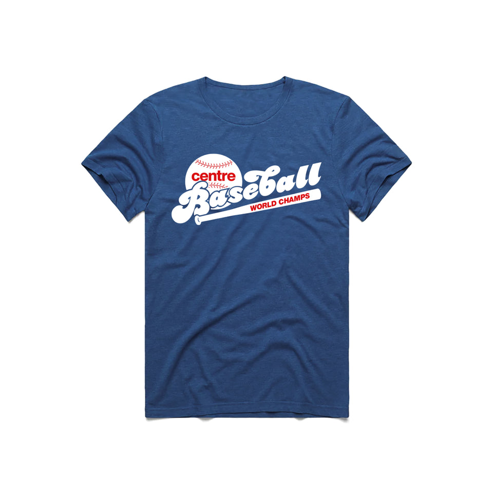 Centre Baseball Script Tee (Heather Blue) - Products