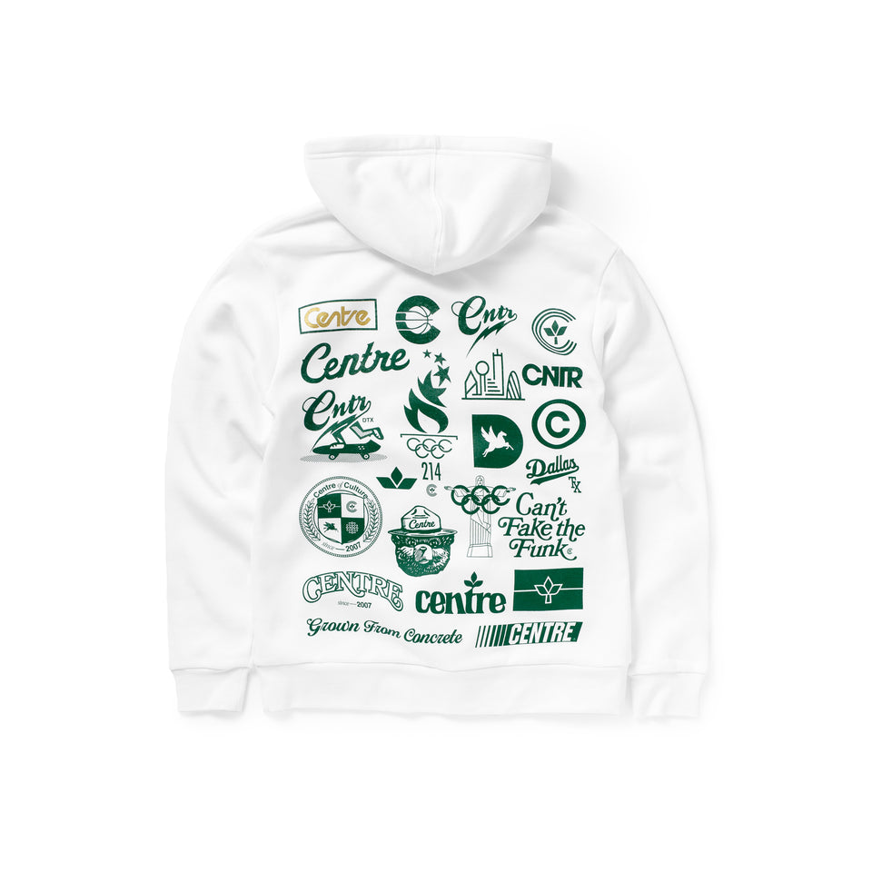 Centre Heritage Pullover Hoodie (White) - Men's Apparel