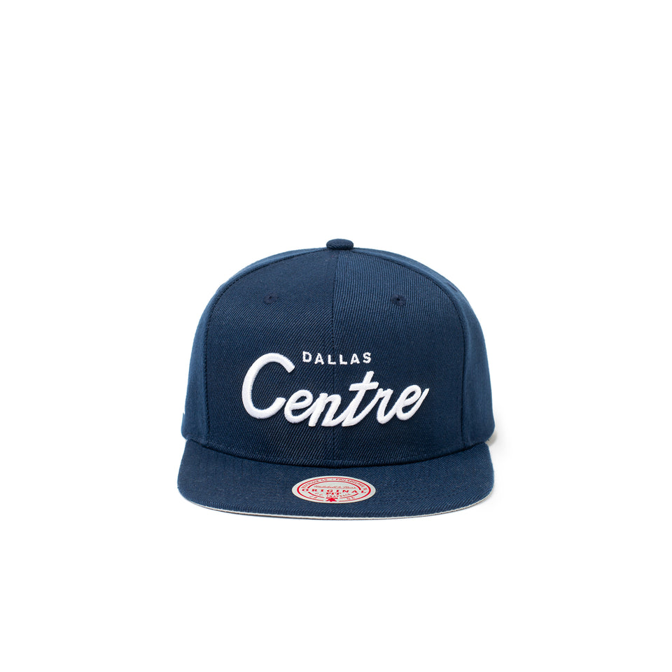 Centre x Mitchell & Ness Dallas Script Snapback Hat (Navy) - Accessories