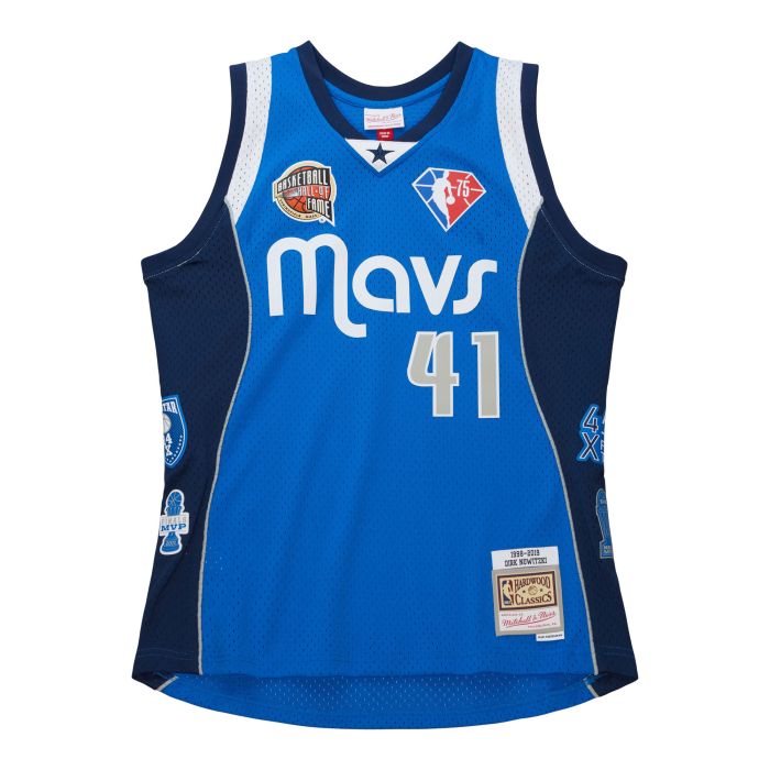Mitchell & Ness Hall of Fame Dallas Mavericks Dirk Nowitzki Jersey ( Blue ) - Mitchell & Ness