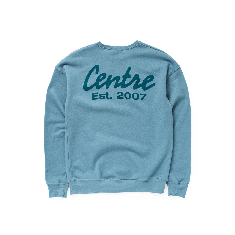 Centre Quote Classic Crew Sweatshirt (Heather Slate Blue) - Men's Apparel