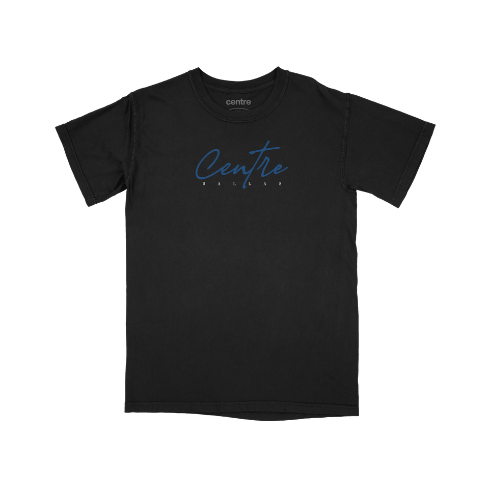 Centre Dallas Script Tee (Black) - Men's Tees/Tanks