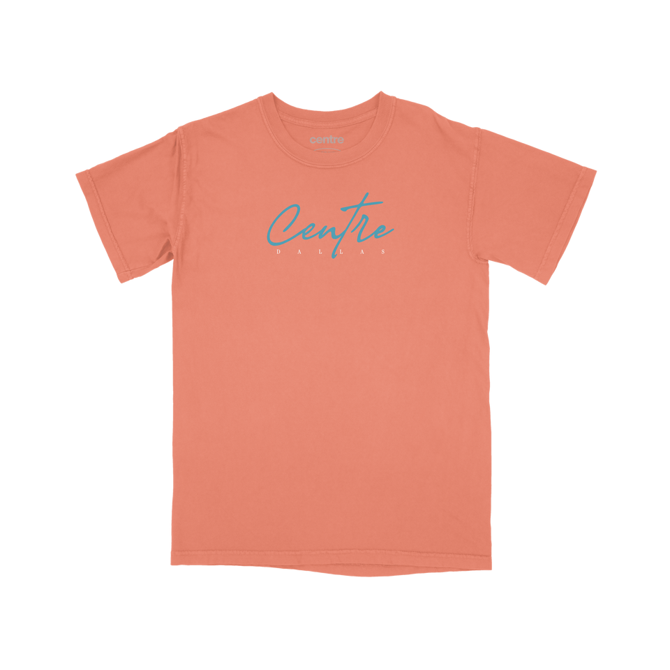 Centre Dallas Script Tee (Bright Salmon) - Men's - Tees & Shirts