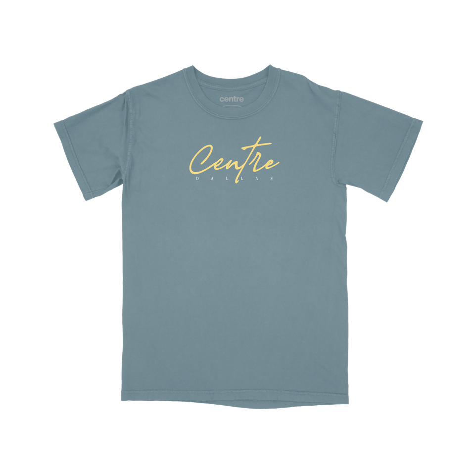 Centre Dallas Script Tee (Ice Blue) - Centre Collection