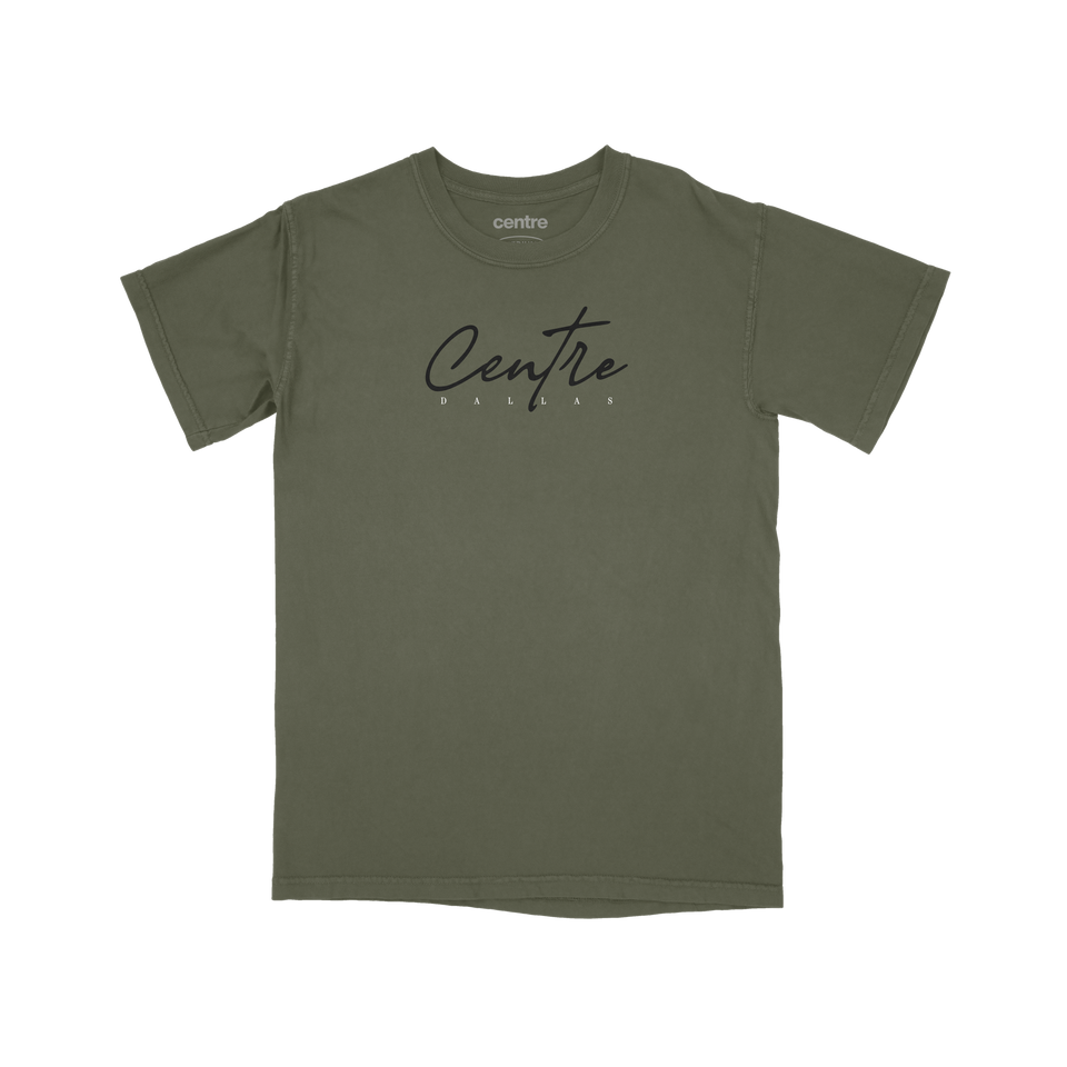 Centre Dallas Script Tee (Sage) - Men's Tees/Tanks