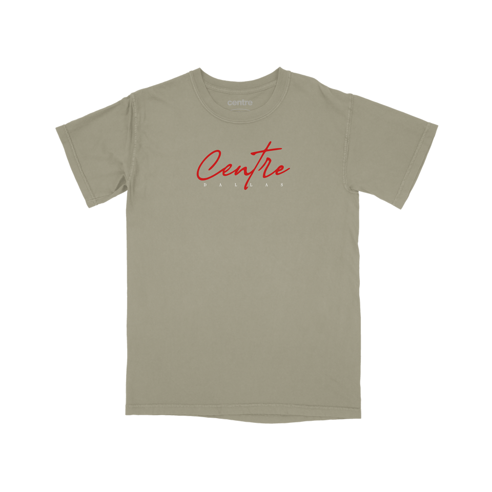 Centre Dallas Script Tee (Sandstone) - Men's Tees/Tanks