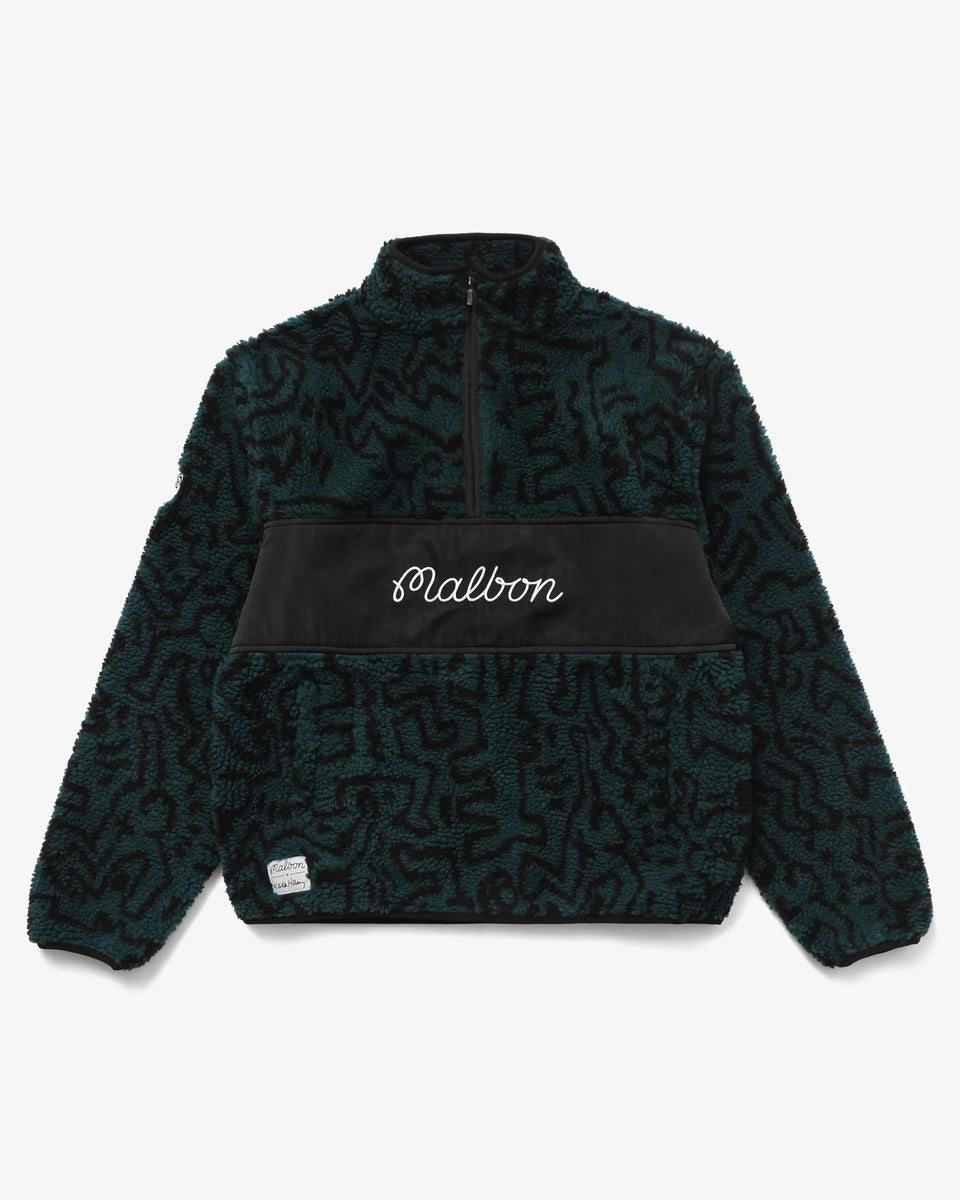 Malbon Golf X Keith Haring Sherpa Hoodie (Green) - Malbon Golf