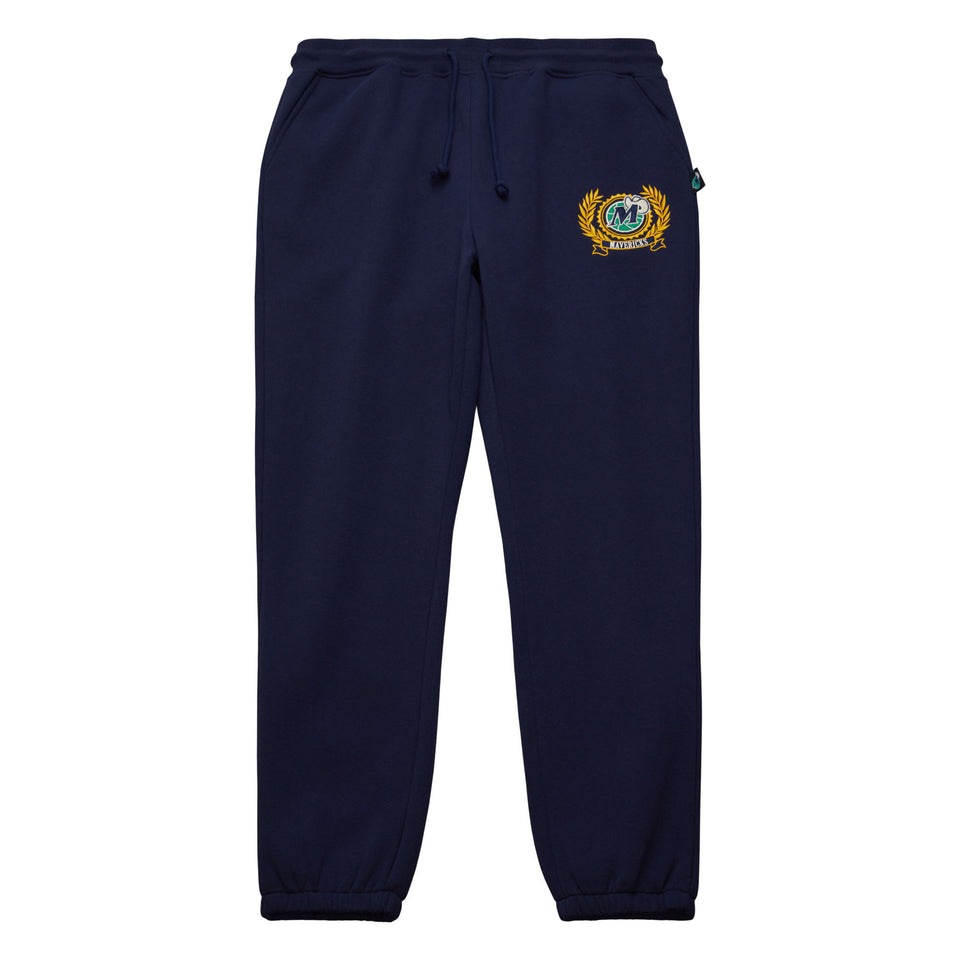 Mitchell & Ness Dallas Mavericks NBA Collegiate Fleece Sweatpants ( Navy / Gold ) - Men's Apparel