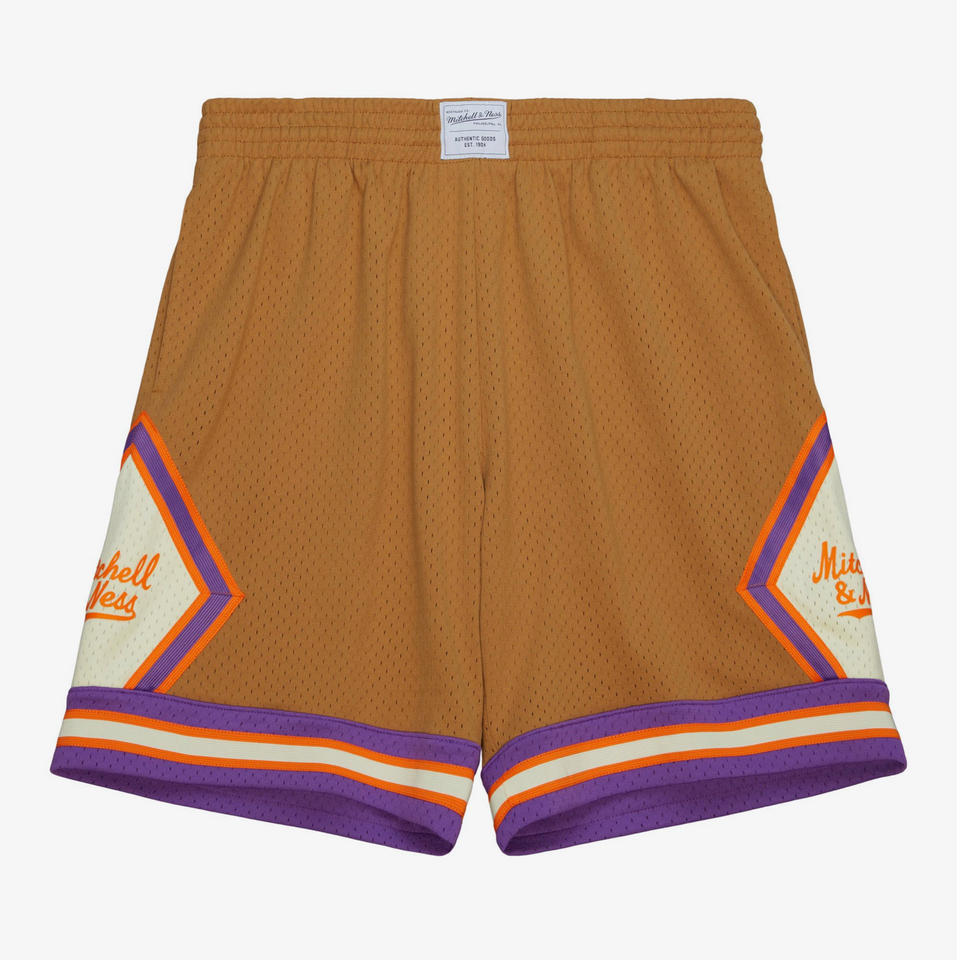 Mitchell & Ness Branded Diamond Script Shorts ( Brown ) - Mitchell & Ness