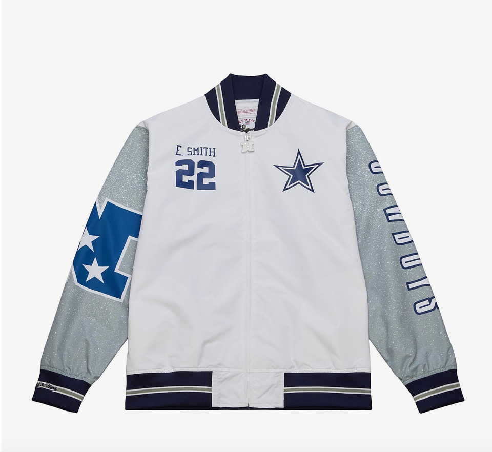 Mitchell & Ness NFL Dallas Cowboys Player Burst Emmitt Smith #22 Warm Up Jacket ( White ) - Products