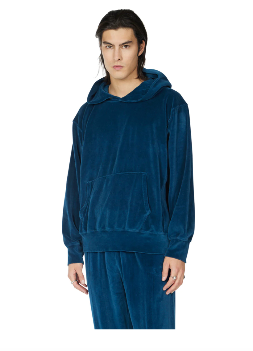 Les Tien Velour Hoodie (Deep Teal) - Men's - Hoodies & Sweatshirts