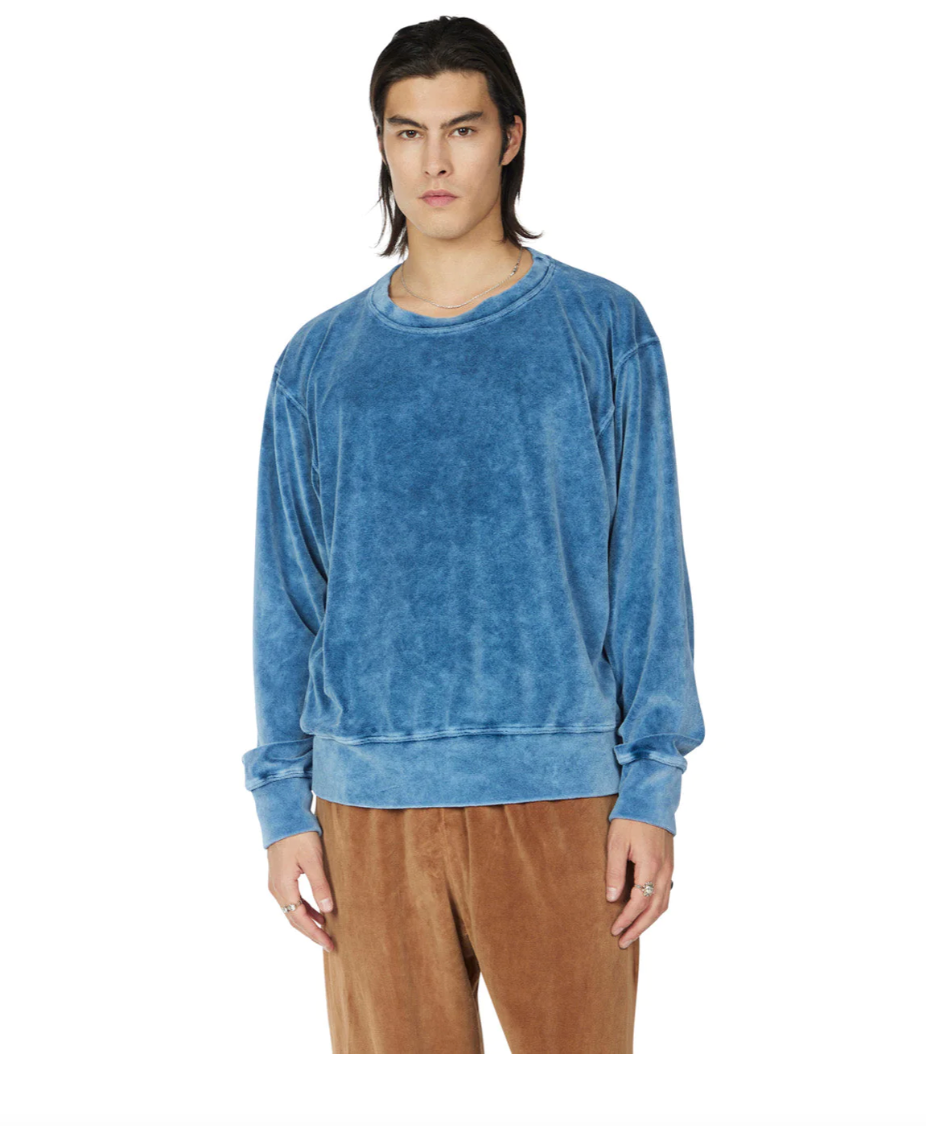 Les Tien Velour Crew (Deep Teal Acid Wash) - Products