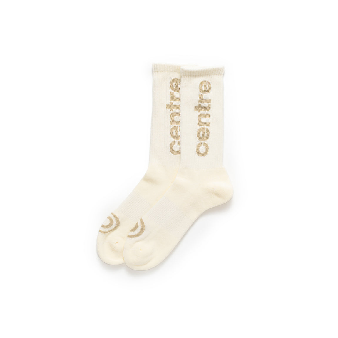 Centre Premium Casual Crew Socks (Cream/Khaki) - Centre Premium Casual Crew Socks (Cream/Khaki) - 