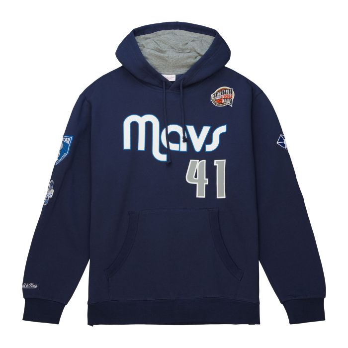 Mitchell & Ness NBA Hall of Fame Dallas Mavericks Dirk Nowitzki Hoodie ( Navy ) - Mitchell & Ness