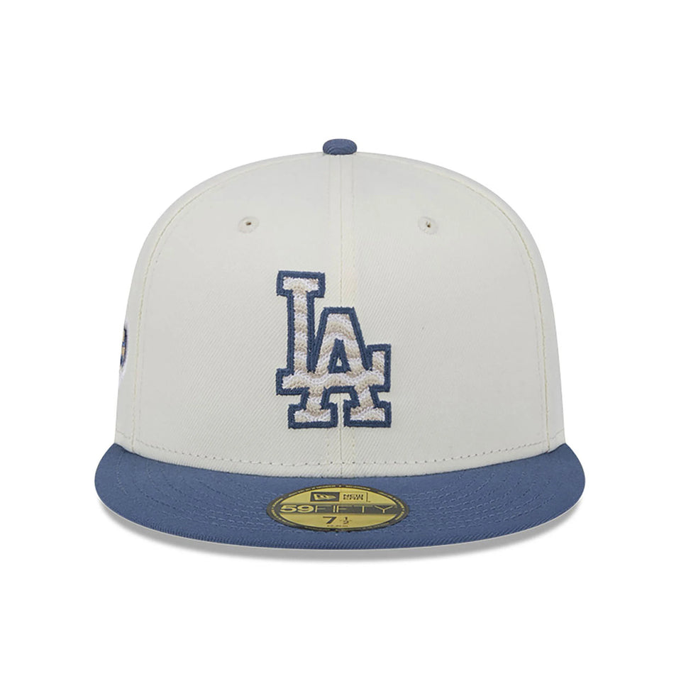 New Era 59FIFTY LA Dodgers Wavy Chainstitch Fitted Cap (White) - Hats