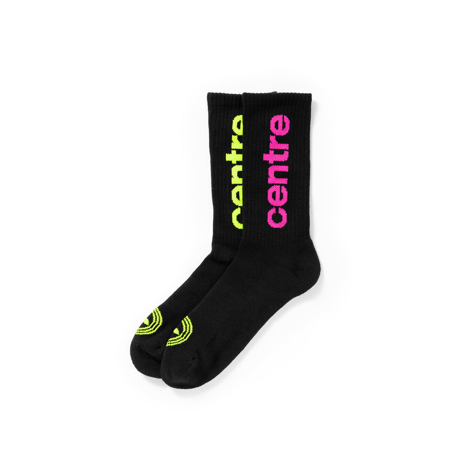 Centre Premium Casual Crew Socks (Black/Neon) - Accessories