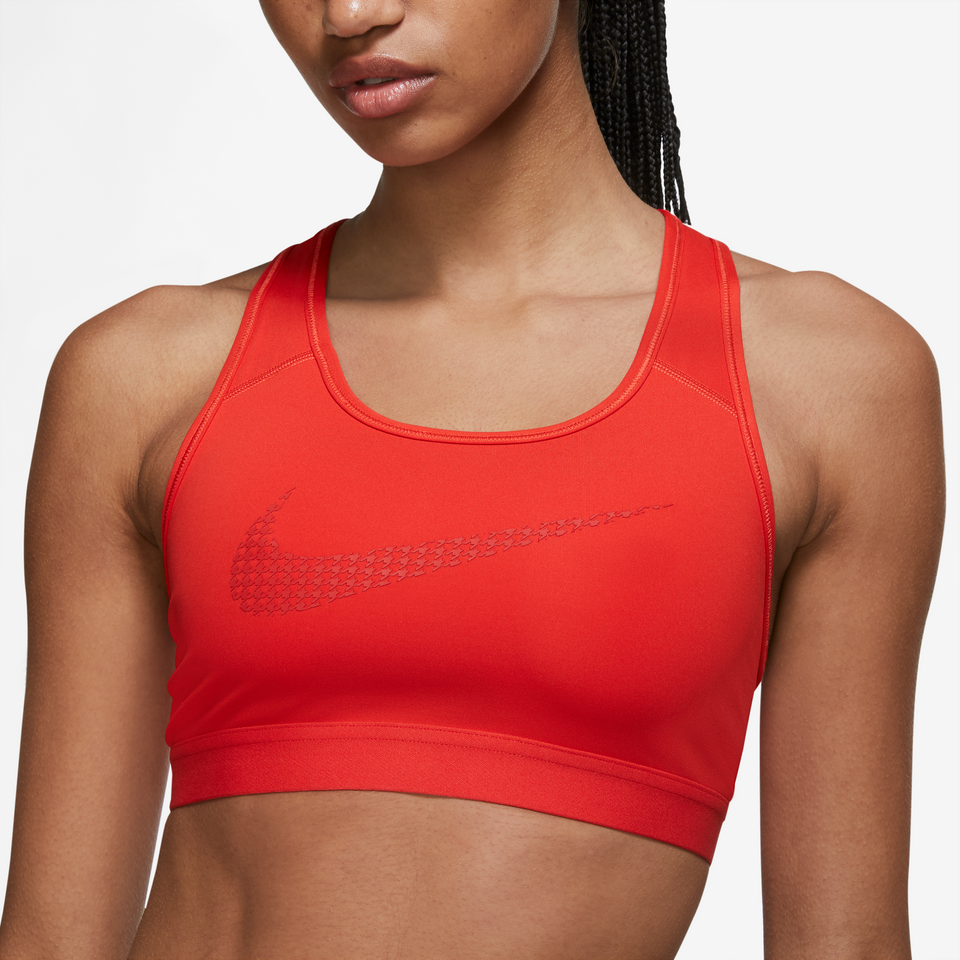 Nike Swoosh Icon Clash Women's Sports Bra (Chile Red/University Red) - Women's Apparel