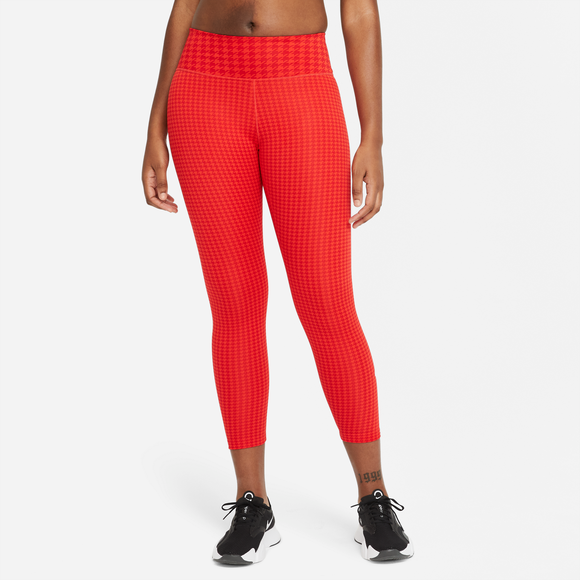 NIKE - WOMEN'S Nike W ONE CLRBK STRIPE 7/8 TG - Leggings - Women's -  black/chile red - Private Sport Shop
