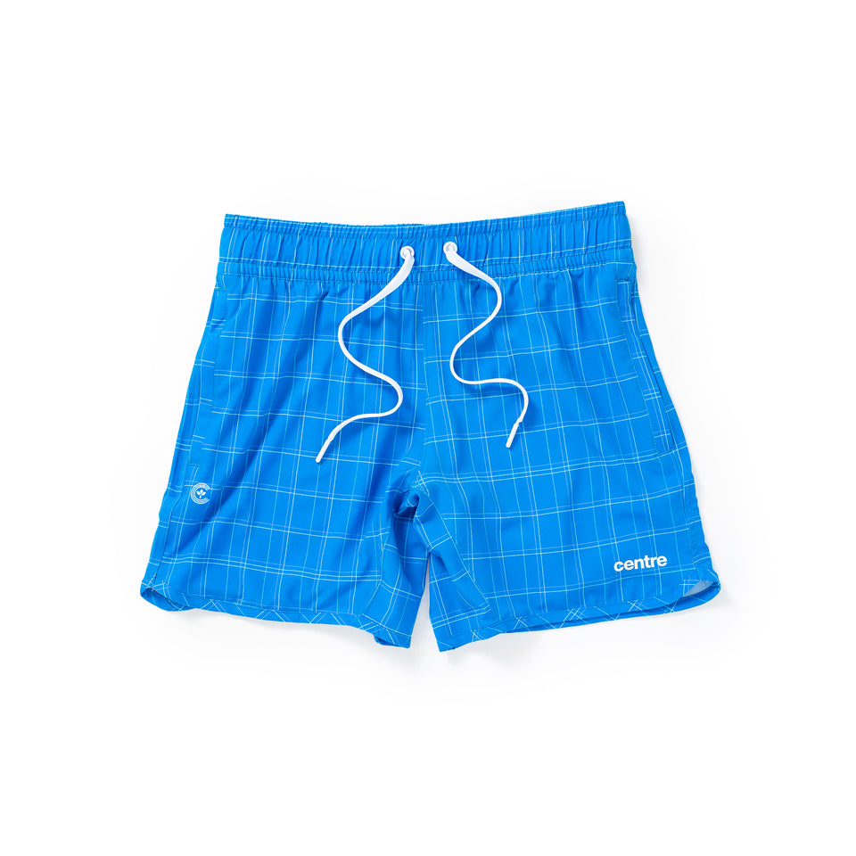 Centre Recreation Shorts (Cobalt Plaid) - Men's Bottoms
