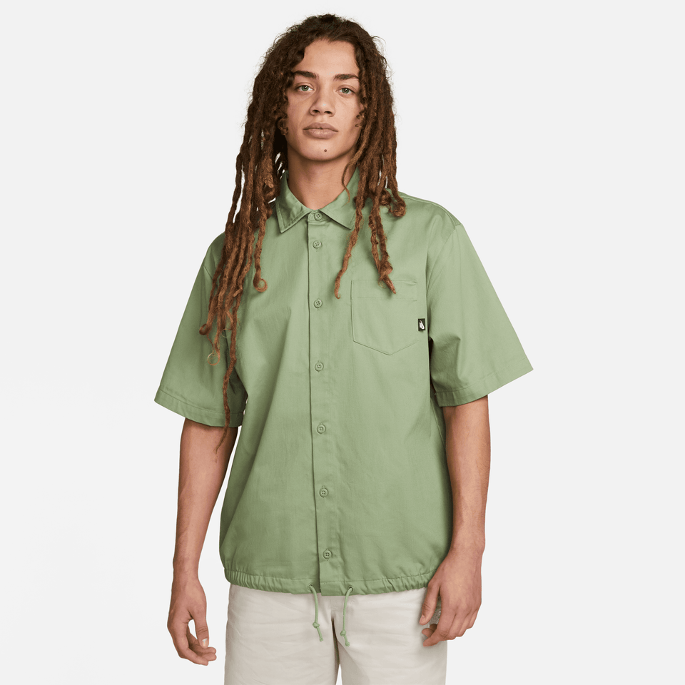 Nike Club Button-Down Short-Sleeve Top (Oil Green) - Men's Tees/Tanks
