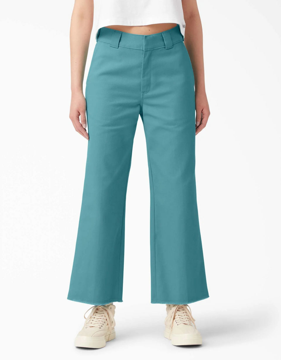 Dickies Women's Cropped Ankle Twill Pants (Rinsed Porcelian) - Women's Bottoms