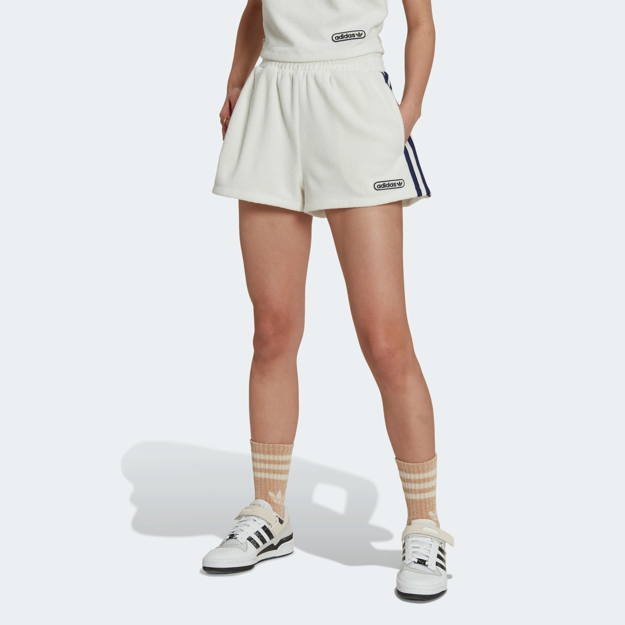 specifikation Tøj Rejse Adidas Women's High-Waist Towel Terry Shorts (Non Dyed) – Centre
