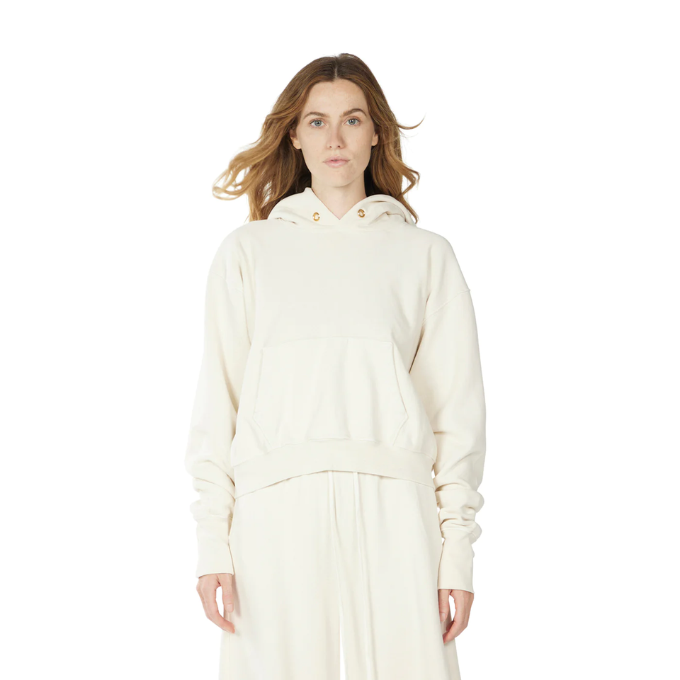 Les Tien Women's Crop Pullover Hoodie (Ivory) - Shop