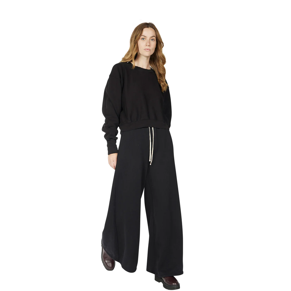 Les Tien Womens' Flare Fleece Pants (Jet Black) - Les Tien