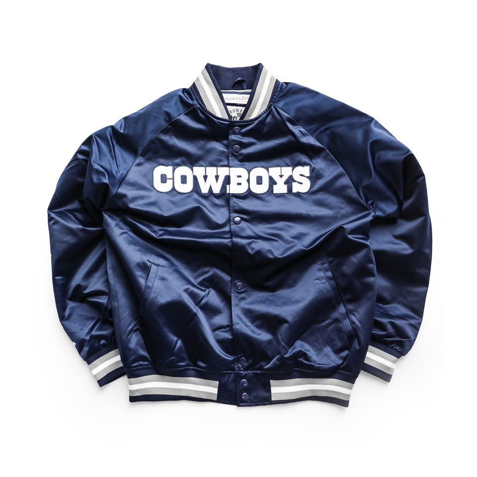 Mitchell & Ness Dallas Cowboys NFL Lightweight Satin Jacket (Navy) - Men's Jackets/Outerwear
