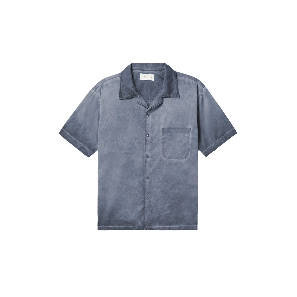 Les Tien S/S Cuban Shirt (Navy Oil) - Shop