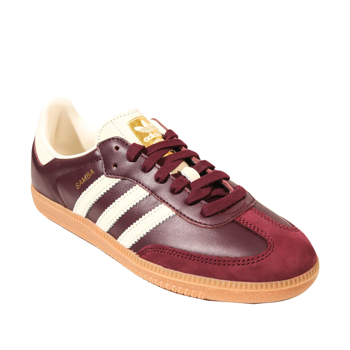 Women's Adidas Samba OG ( Maroon / Cream White / Gold Metallic ) - Women's Adidas Samba OG ( Maroon / Cream White / Gold Metallic ) - 
