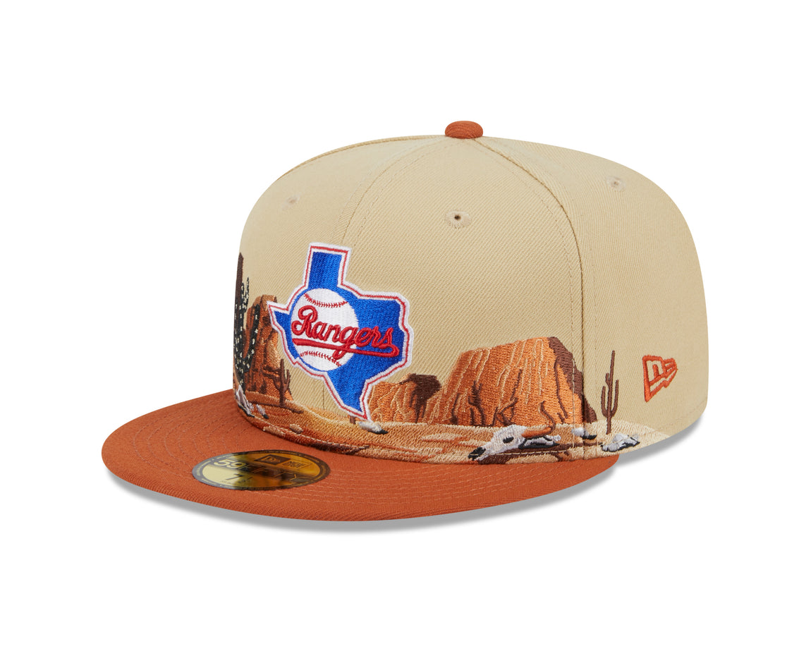 New Era 59FIFTY Texas Rangers Landscape Fitted Hat (Khaki/Orange) - New Era 59FIFTY Texas Rangers Landscape Fitted Hat (Khaki/Orange) - 