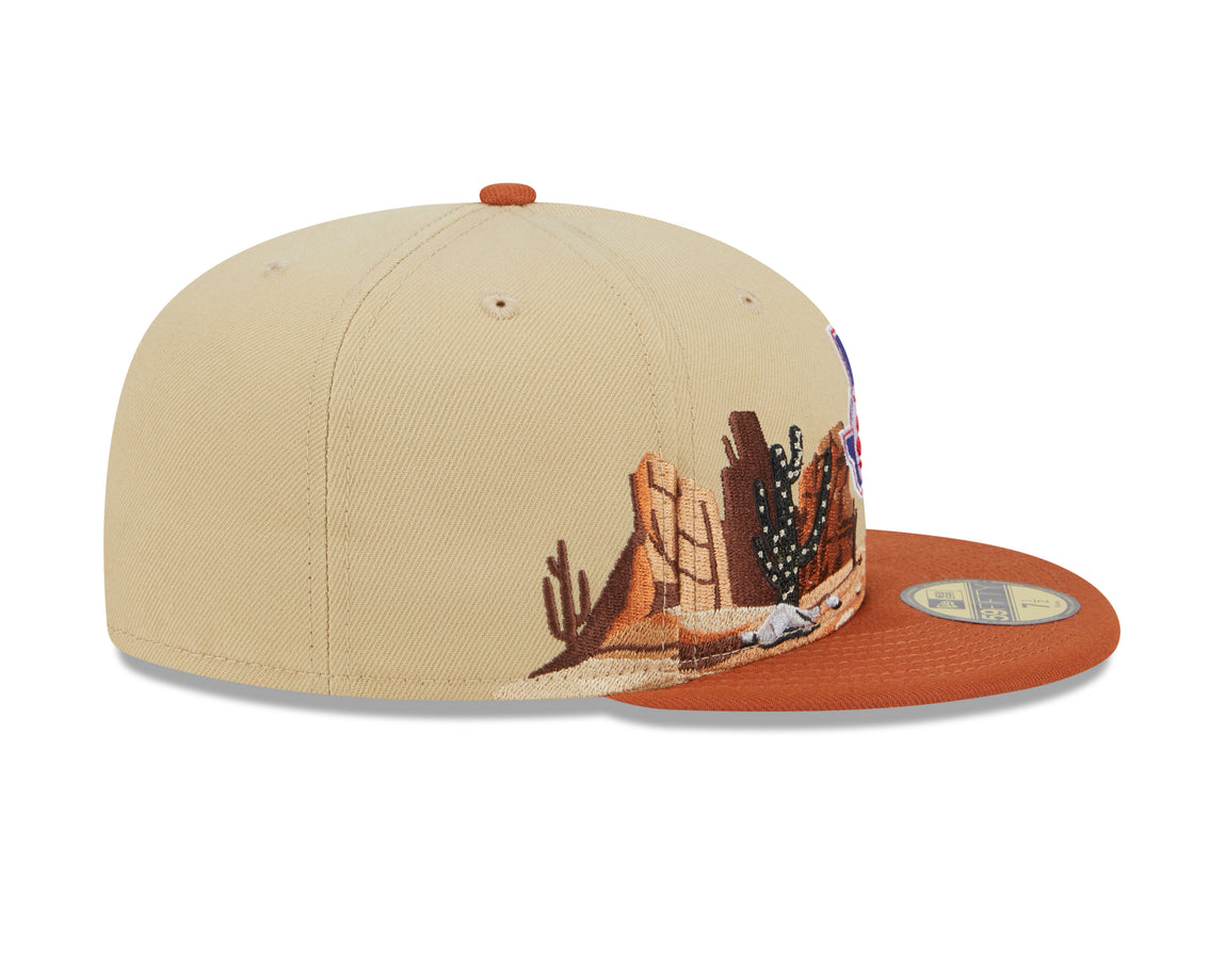 New Era 59FIFTY Texas Rangers Landscape Fitted Hat (Khaki/Orange) - New Era 59FIFTY Texas Rangers Landscape Fitted Hat (Khaki/Orange) - 