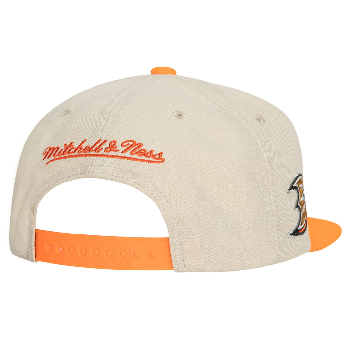 Mitchell & Ness Anaheim Ducks NHL Vintage Snapback Hat ( Off White / Neon Orange ) - Mitchell & Ness Anaheim Ducks NHL Vintage Snapback Hat ( Off White / Neon Orange ) - 