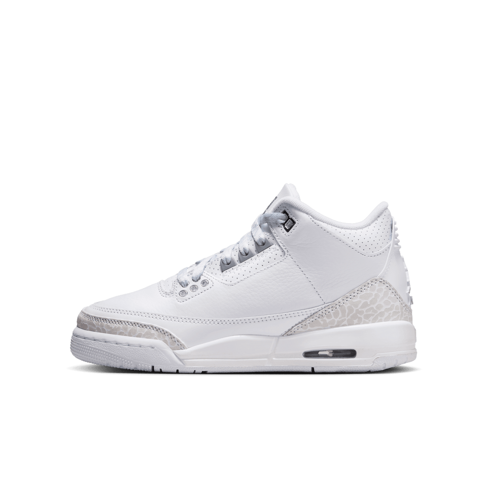 Air Jordan 3 Retro GS (White/Metallic Silver-White) - jordan