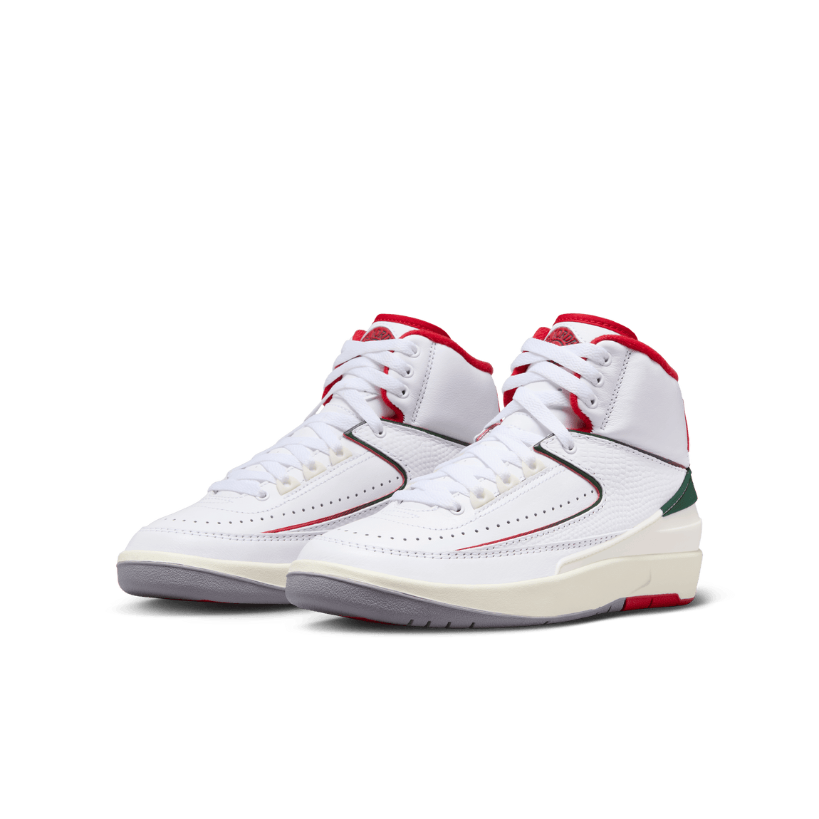 Air Jordan 2 Retro GS White Fire Red Fir Sail Centre